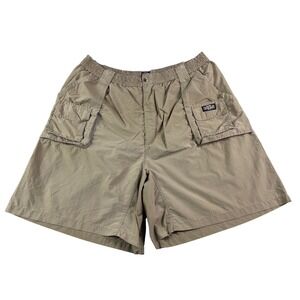 Guide Gear Mens 2XL Cargo Shorts Mesh Lined Hiking Elastic Waist Tan Khaki Nylon